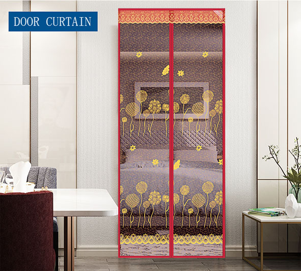 Striped Cloth New 2020 Door Curtain--Dandelion Magnetic Soft Yarn Door curtain Rose Red