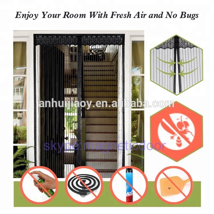 Factory Price Magnetic Door Screen with Heavy Duty Mesh Curtain and Full Frame Hook&Loop White