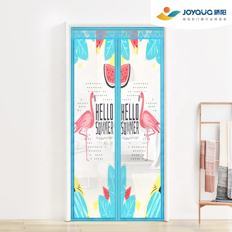 Wholesale Polyester Printing insect screen door mosquito net/Magnetic door Curtain/fly screen door Flamingo Grey from $2.3