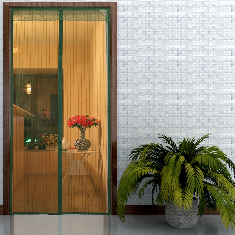 Latest design polyester curtain anti mosquito magnetic fly screen door hot sale Green