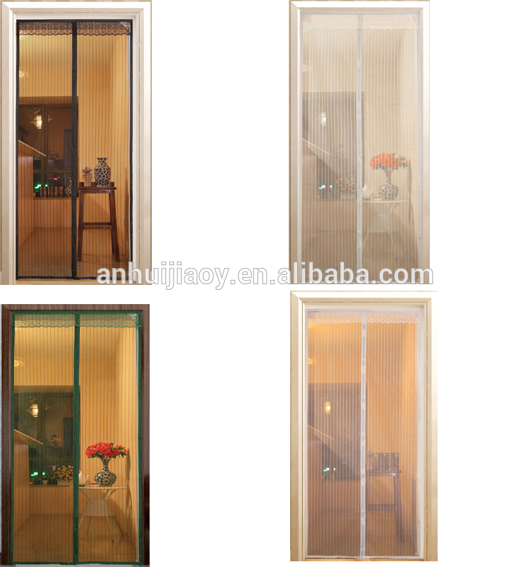 Latest design polyester curtain anti mosquito magnetic fly screen door hot sale Green