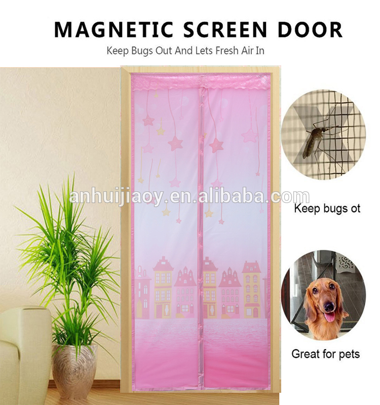 Magnetic Curtains Anti Mosquito Insects Mesh Nets Automatic Closing Door Screens Pink