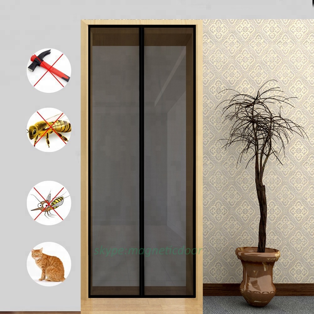 Magnetic fly Screen Door with Durable Fiberglass Mesh Curtain and Full Frame Hook and Loop