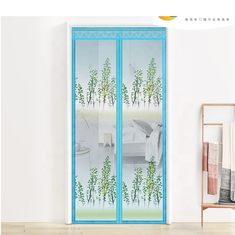 Screen Net Anti-Insect Fly Bug Mosquito Bug Door Curtain Blue