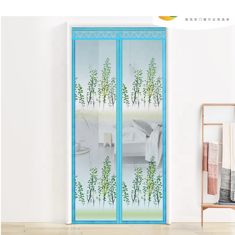 Screen Net Anti-Insect Fly Bug Mosquito Bug Door Curtain Small Tree Series Blue