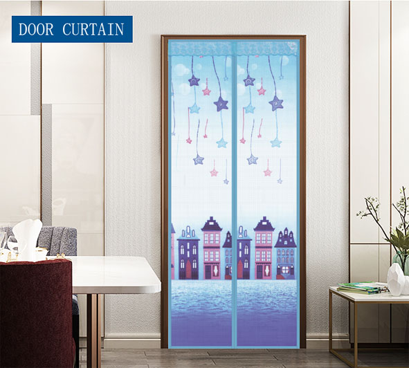 cartoon printing colorful Magnetic fly screen diy designs door curtain Printing Star Blue