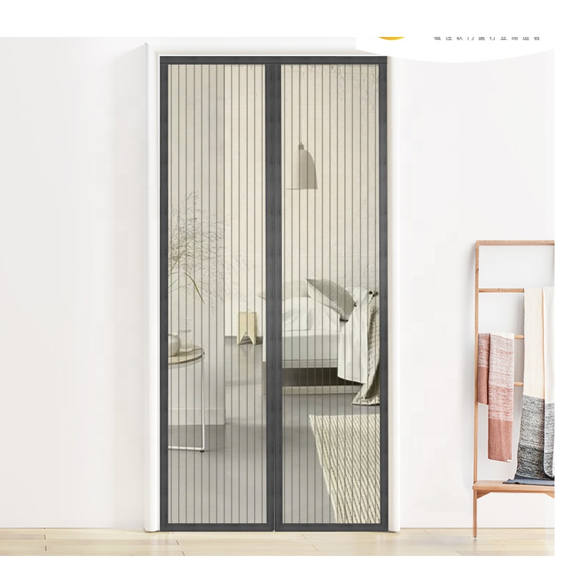 self-close mosquito magnetic door screen interior mesh magnetic door curtain screen Grey